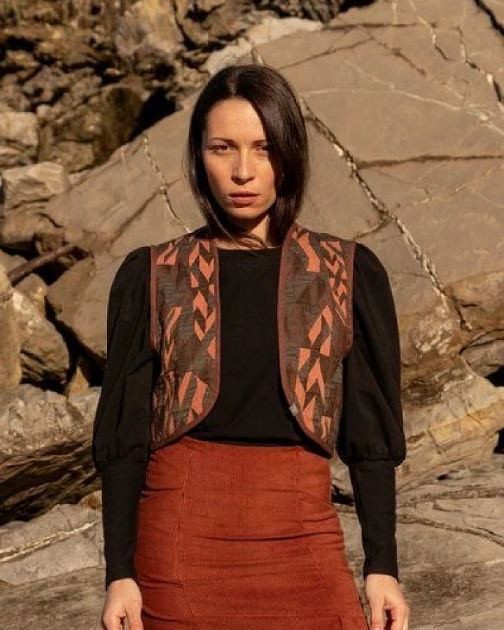WiDDA berlin kurze Weste MIA mit Jacquard Muster zum Wenden