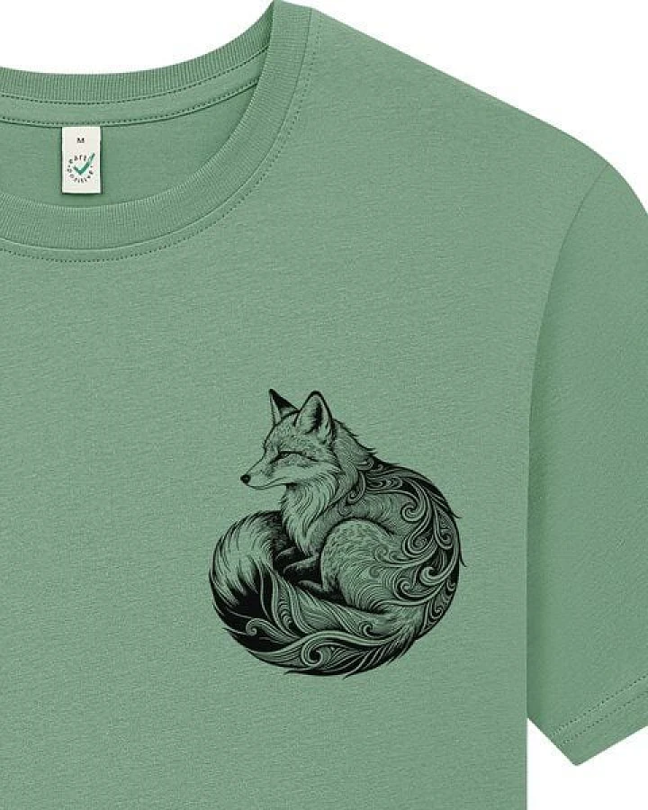 Spreecult kleiner LineArt Fuchs - Bio und Fair - Männer Unisex T-Shirt - Line Art Fox