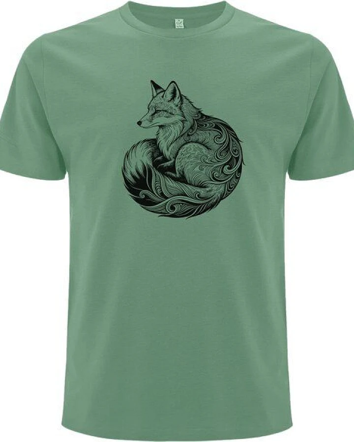 Spreecult LineArt Fuchs - Bio und Fair - Männer Unisex T-Shirt - Line Art Fox