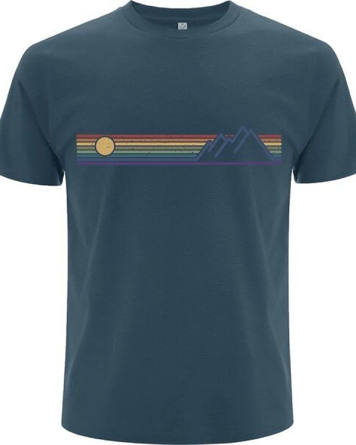 Spreecult Retro Berge und Sonne - Bio und Fair - Männer Unisex Shirt