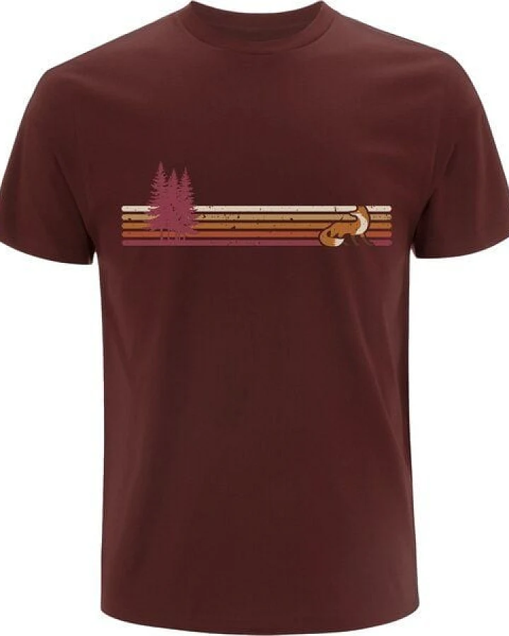 Spreecult Retro Fuchs Wald - Bio und Fair - Männer Unisex T-Shirt - Fox