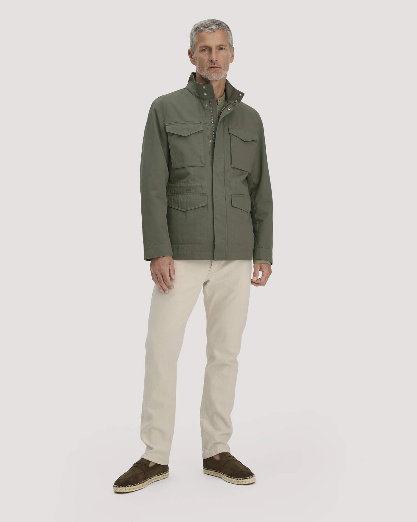 hessnatur Herren Field Jacket Regular NATURE SHELL aus Bio-Baumwolle - grün - Größe 54 – Ansicht 2