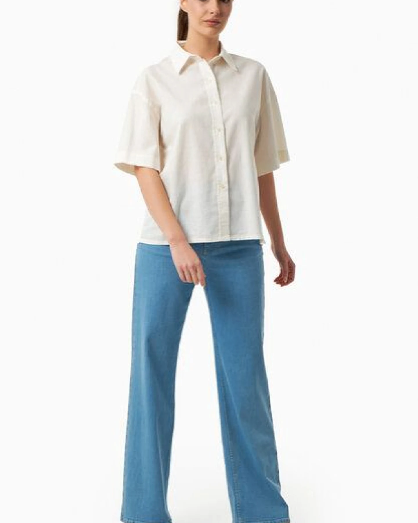 ORGANICATION Bluse aus Bio-Baumwolle und Leinen – Ansicht 2