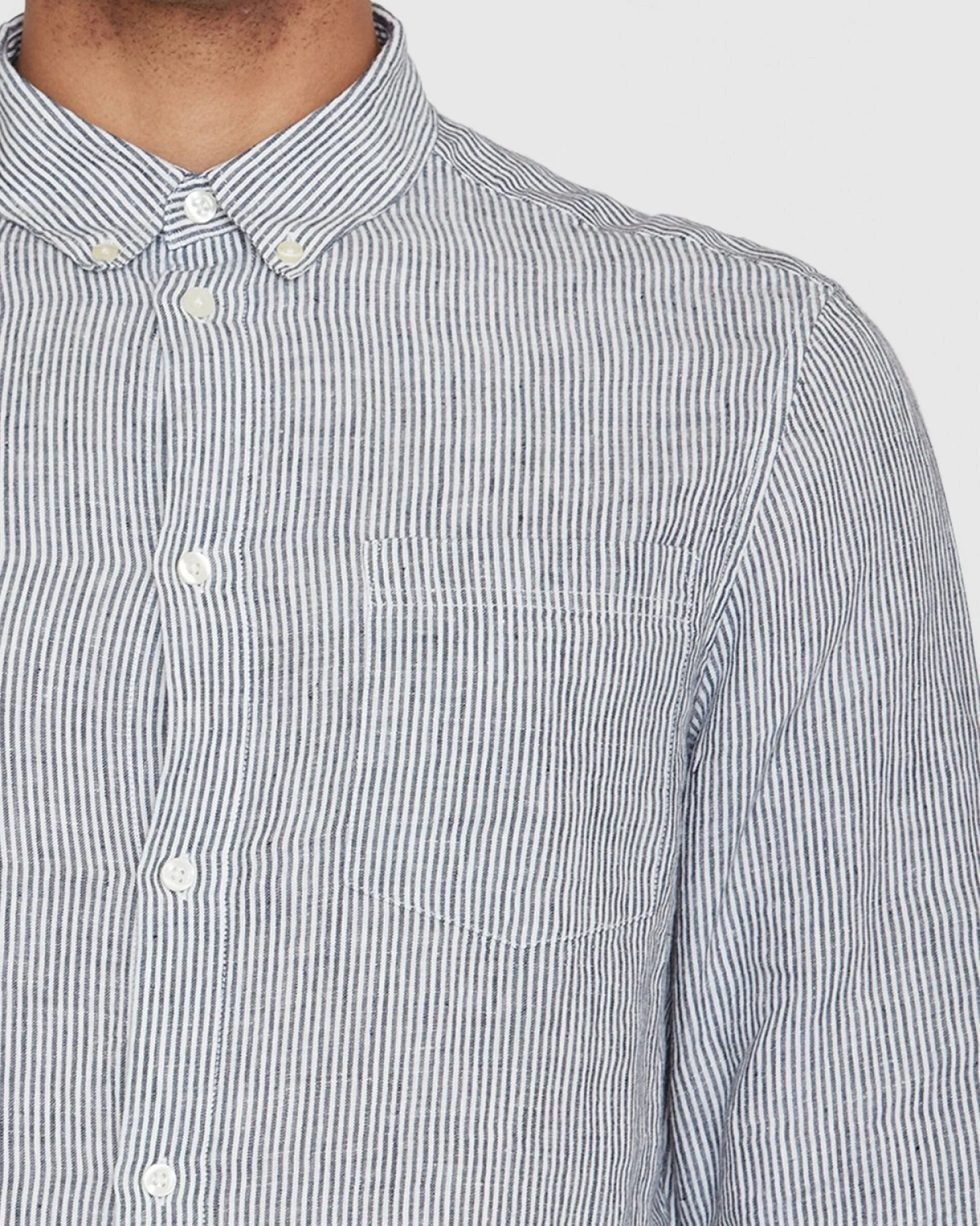 Hemd Striped Leinen Blau – Ansicht 4