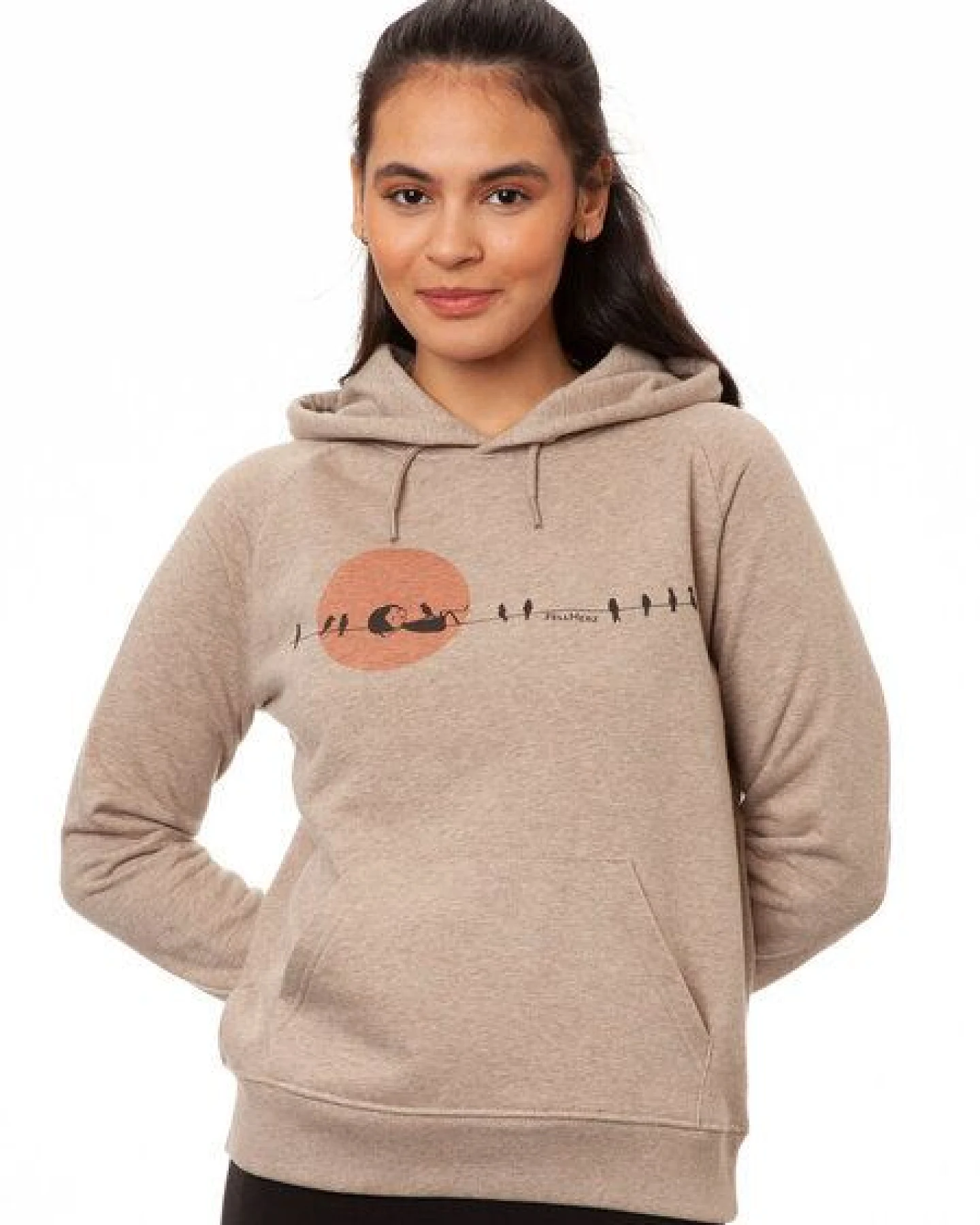 FellHerz Damen Hoodie Sunrise heather sand, Bio Fair und Vegan – Ansicht 3