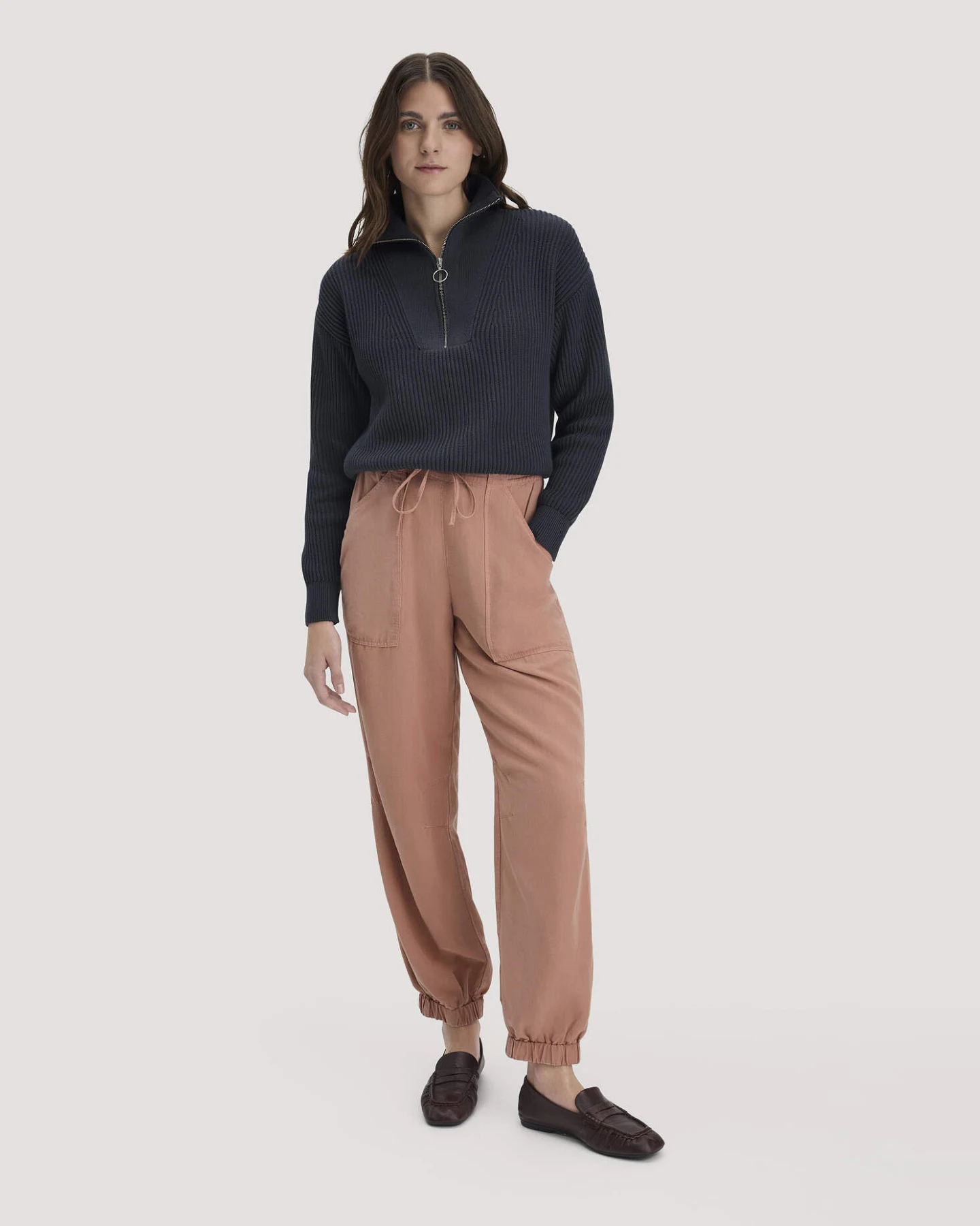 hessnatur Damen Strick Troyer Relaxed aus Bio-Baumwolle - blau - Größe XL – Ansicht 2
