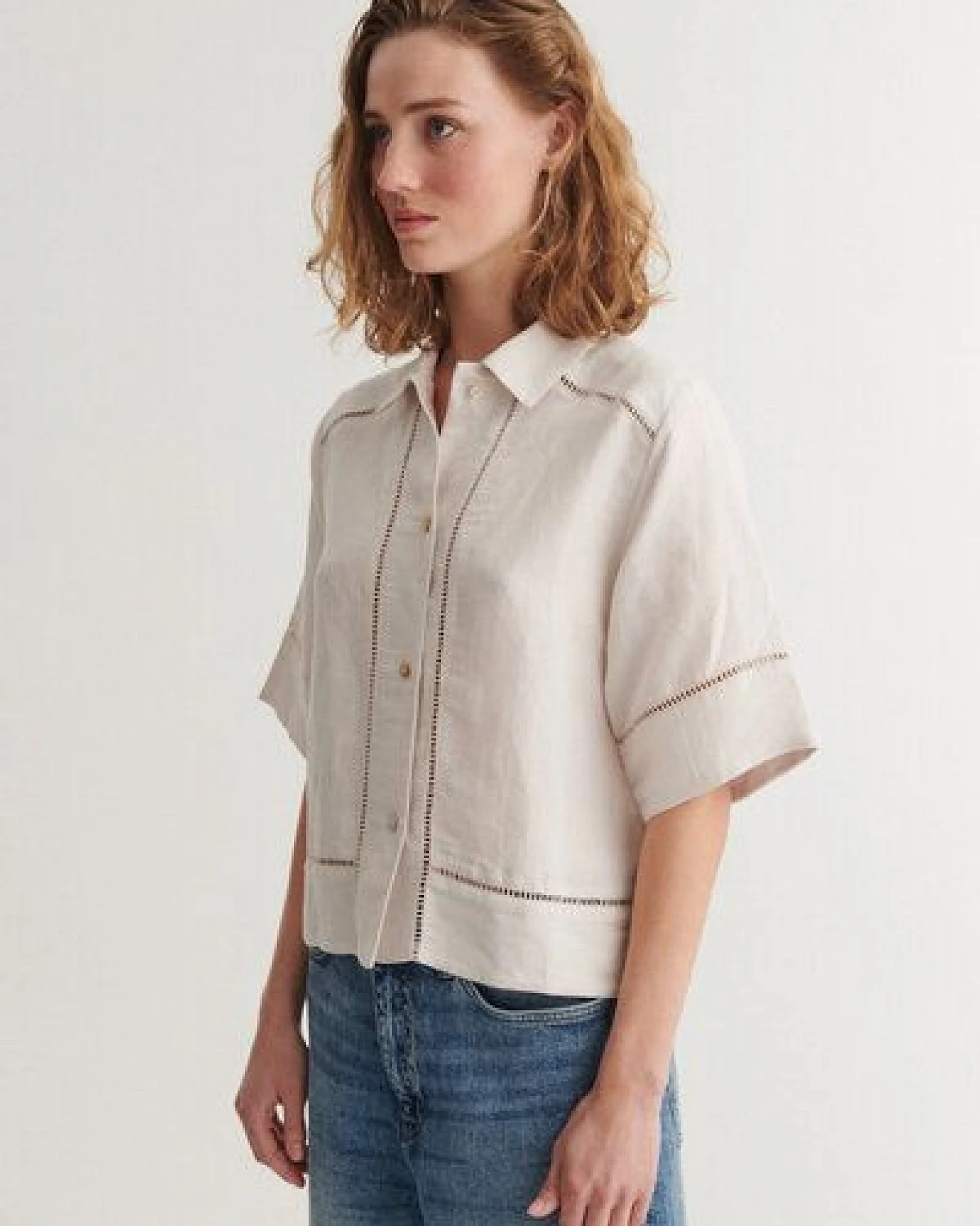 Basic Apparel Arina, Sommer-Bluse aus Leinen und Ecovero – Ansicht 2