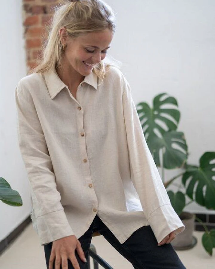FUXBAU Frauen Leinenbluse