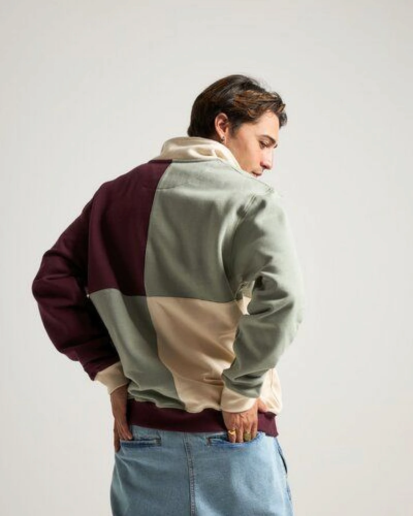 Trendsplant Color Block Quarter Zip Sweatshirt Iron Veil – Ansicht 3