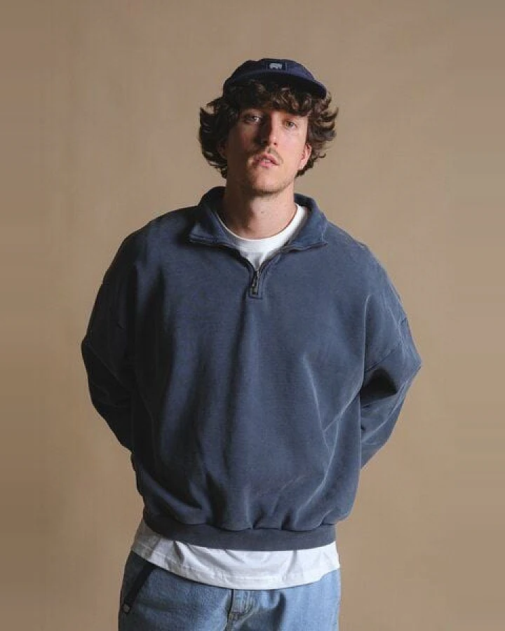 Trendsplant The Super Heavy Oversized Quarter Zip Sweatshirt Total Eclipse