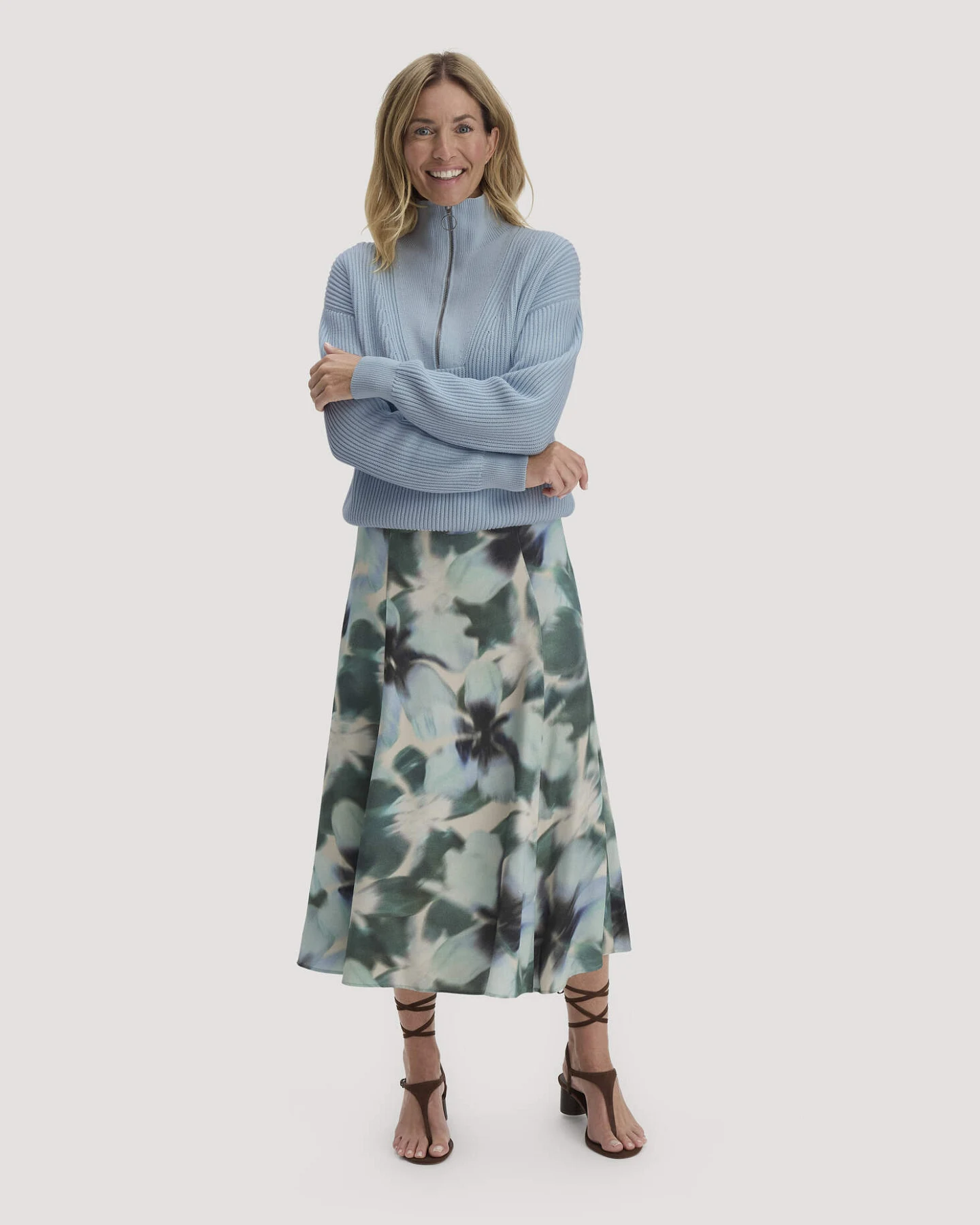 hessnatur Damen Strick Troyer Relaxed aus Bio-Baumwolle - blau - Größe L – Ansicht 2
