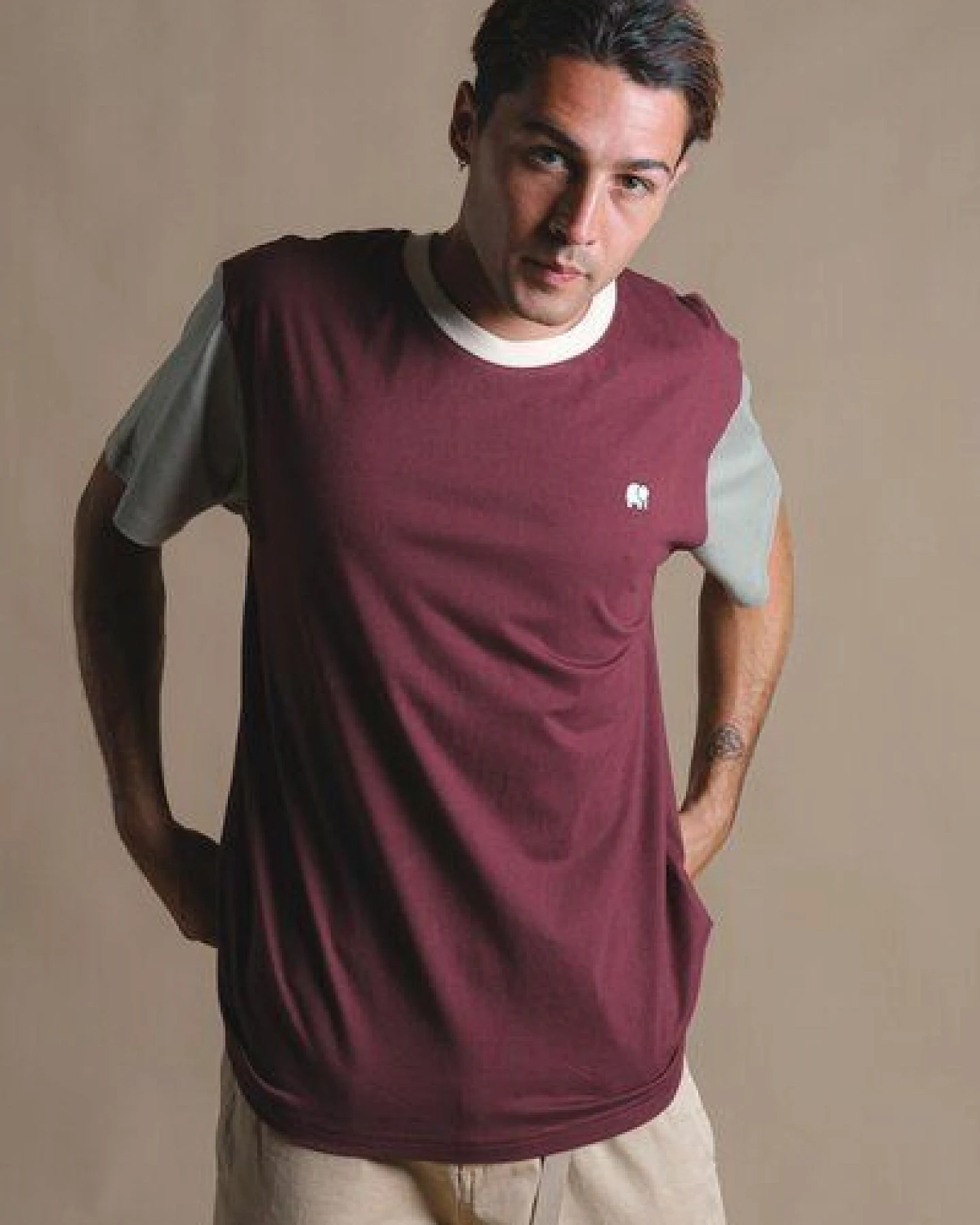 Trendsplant Color Block T-Shirt Nightfall Ruby – Ansicht 2