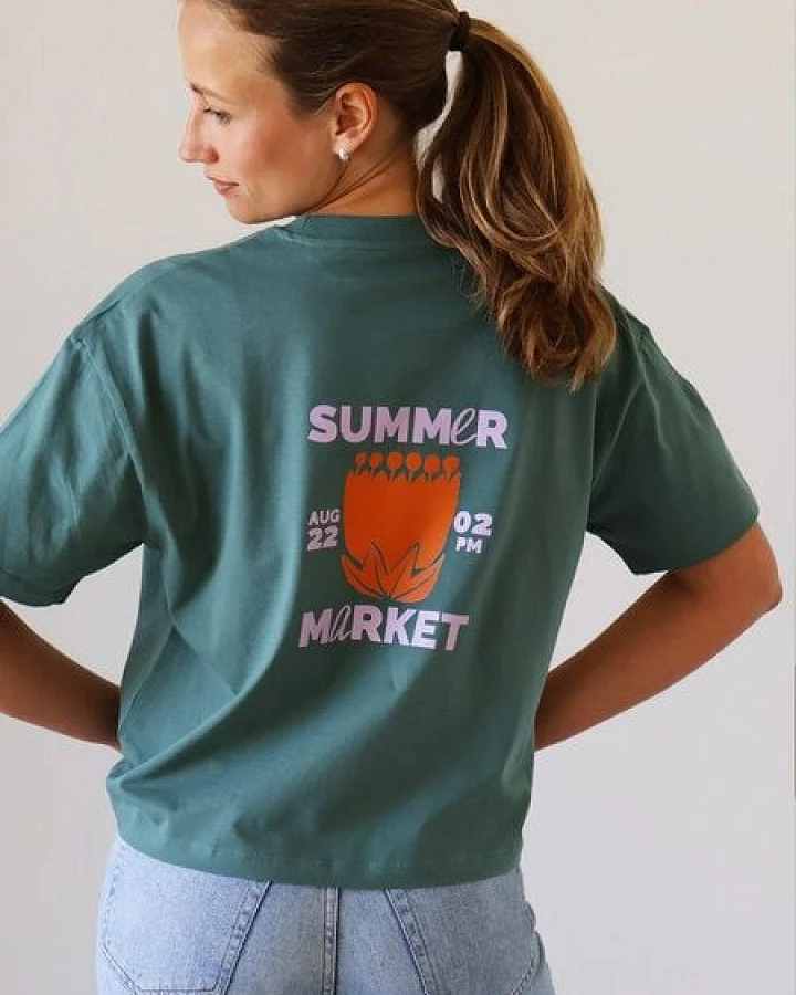 Kultgut Artdesign - Shirt 100% Biobaumwolle - Boxiform- /Summer Market
