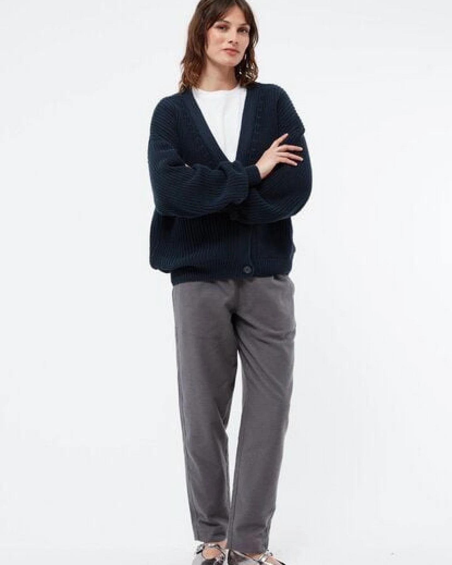Givn Berlin Strickcardigan GBDESIREE oversize aus Bio-Baumwolle mit Perlmuster-Strick – Ansicht 2