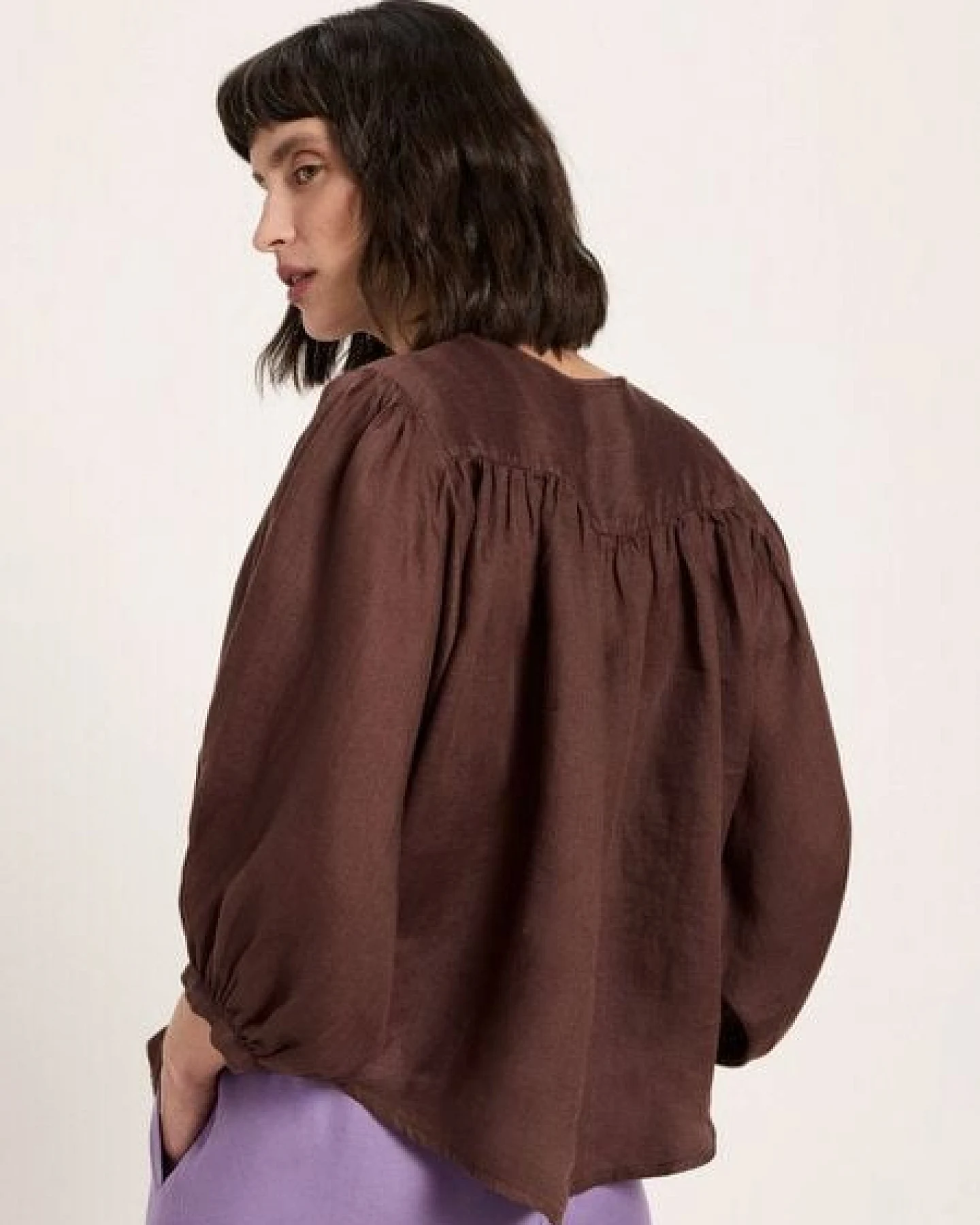 LANIUS Bluse mit Kräuseln aus Ramie – Ansicht 4