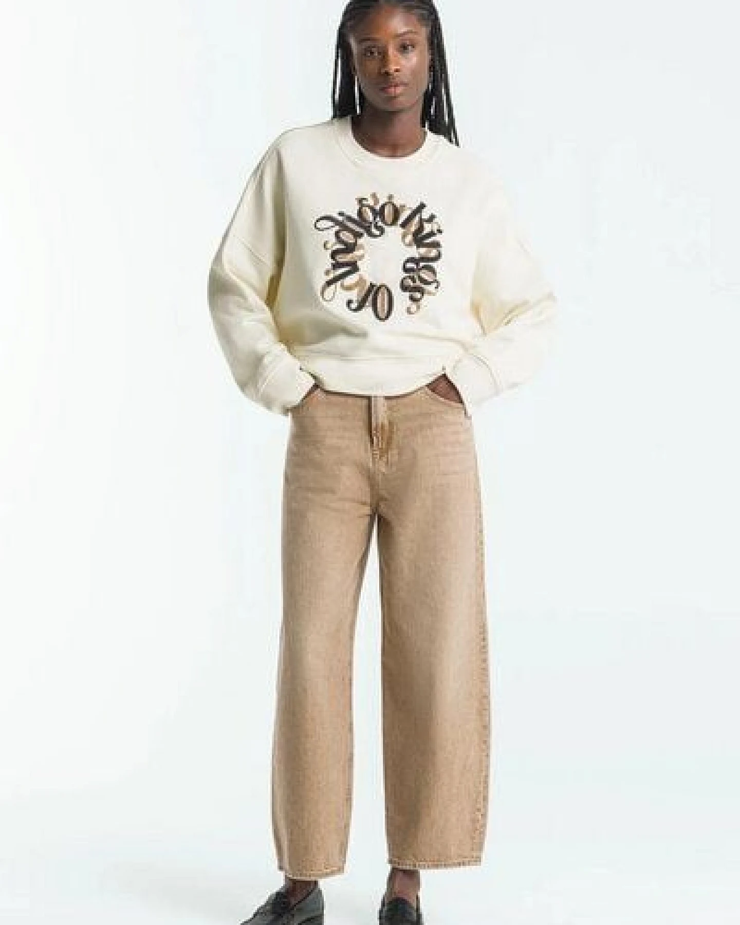 Kings of Indigo – Leila Cropped Jim Dark Beige – Ansicht 2