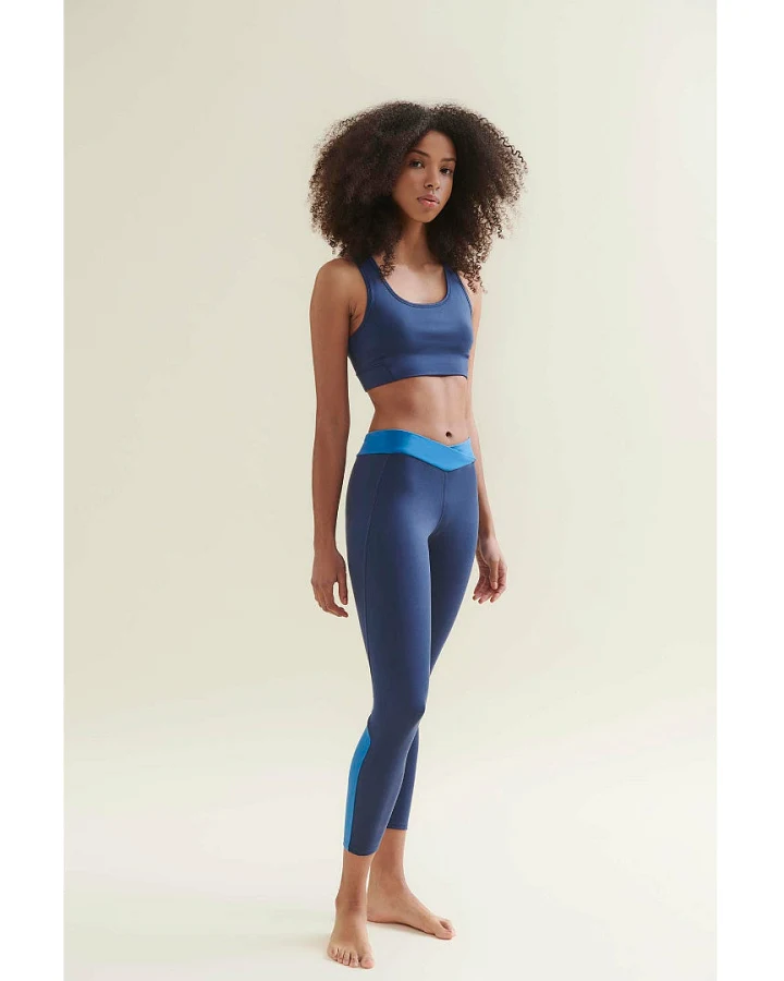 Wellicious 7/8 Dynamic Gym Leggings - Deep Night Blue/Shoreline Blue XL