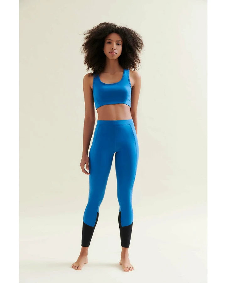 Wellicious Easy Colour Block Leggings - Shoreline Blue/Caviar Black XL
