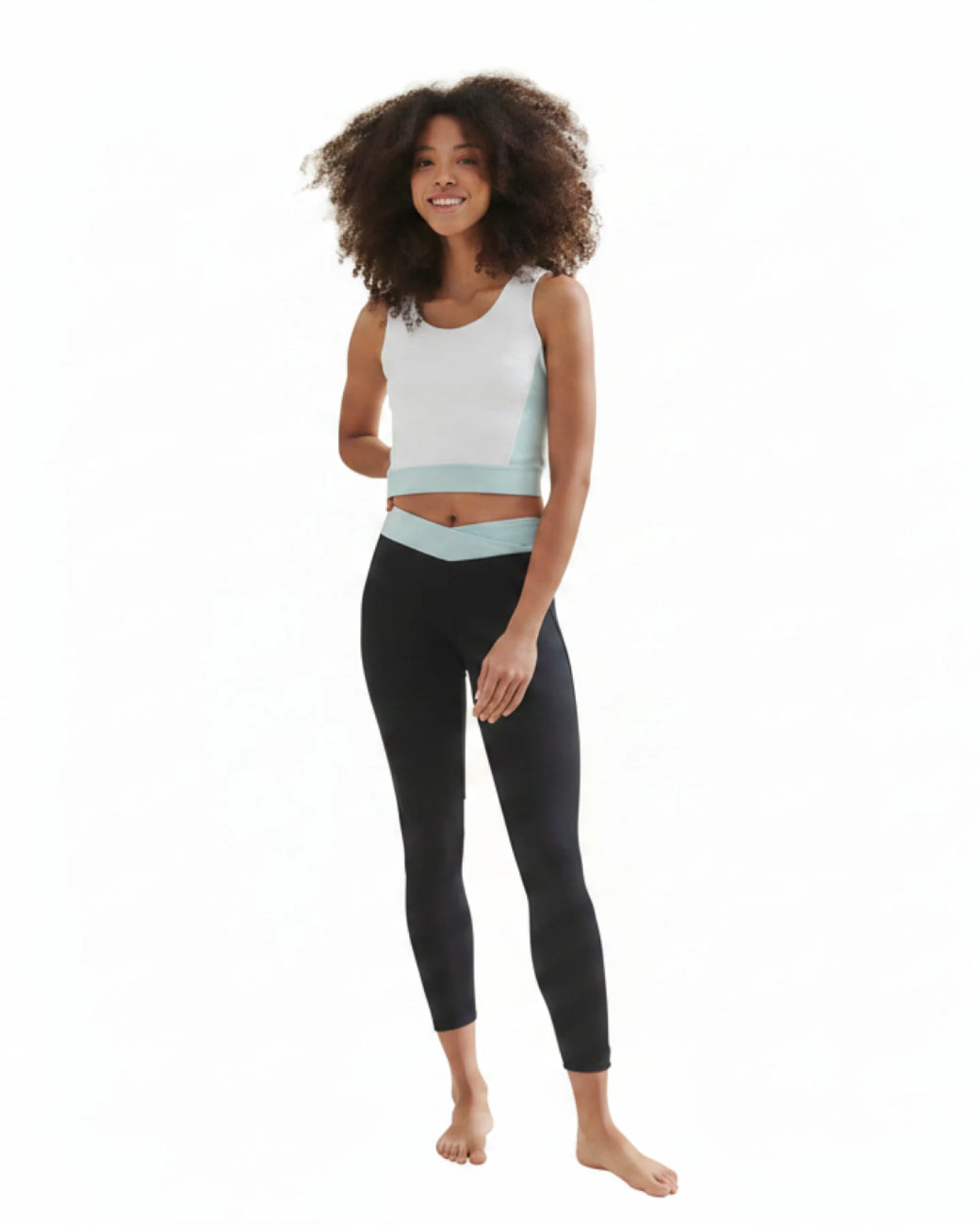 Wellicious 3/4 Crop Top - Diamond White/Sea Green M – Ansicht 2