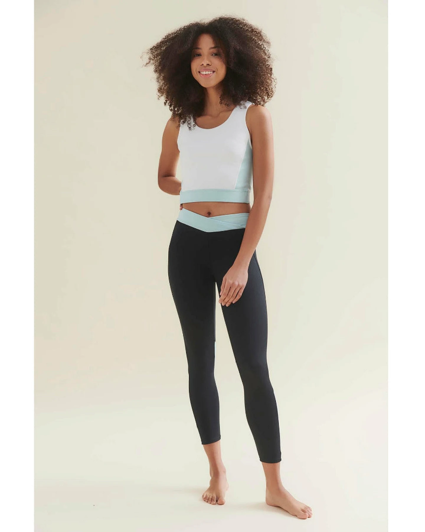 Wellicious 3/4 Crop Top - Diamond White/Sea Green XS – Ansicht 2