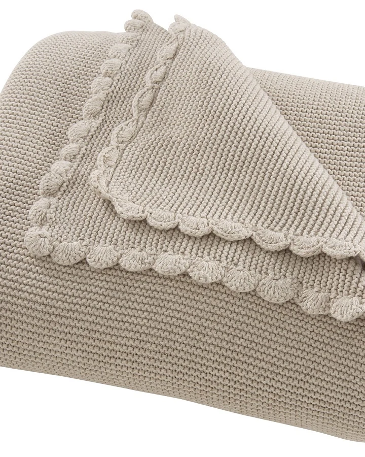 Kuscheldecke für Erwachsene Bio-Baumwolle light beige melange Maße 130 x 170 cm