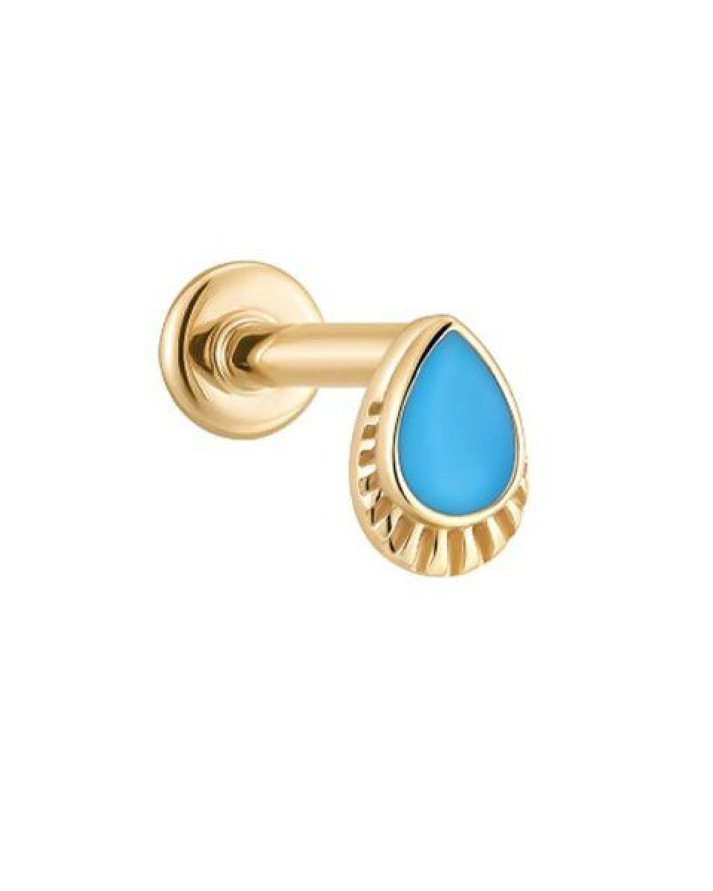 Eppi Goldener Piercingstecker mit Türkisen Wendy – Ansicht 3