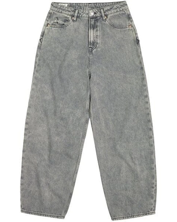 Kings Of Indigo Jeans Leila Cropped - High Waist Balloon Shape - Well Grey Mid Marble