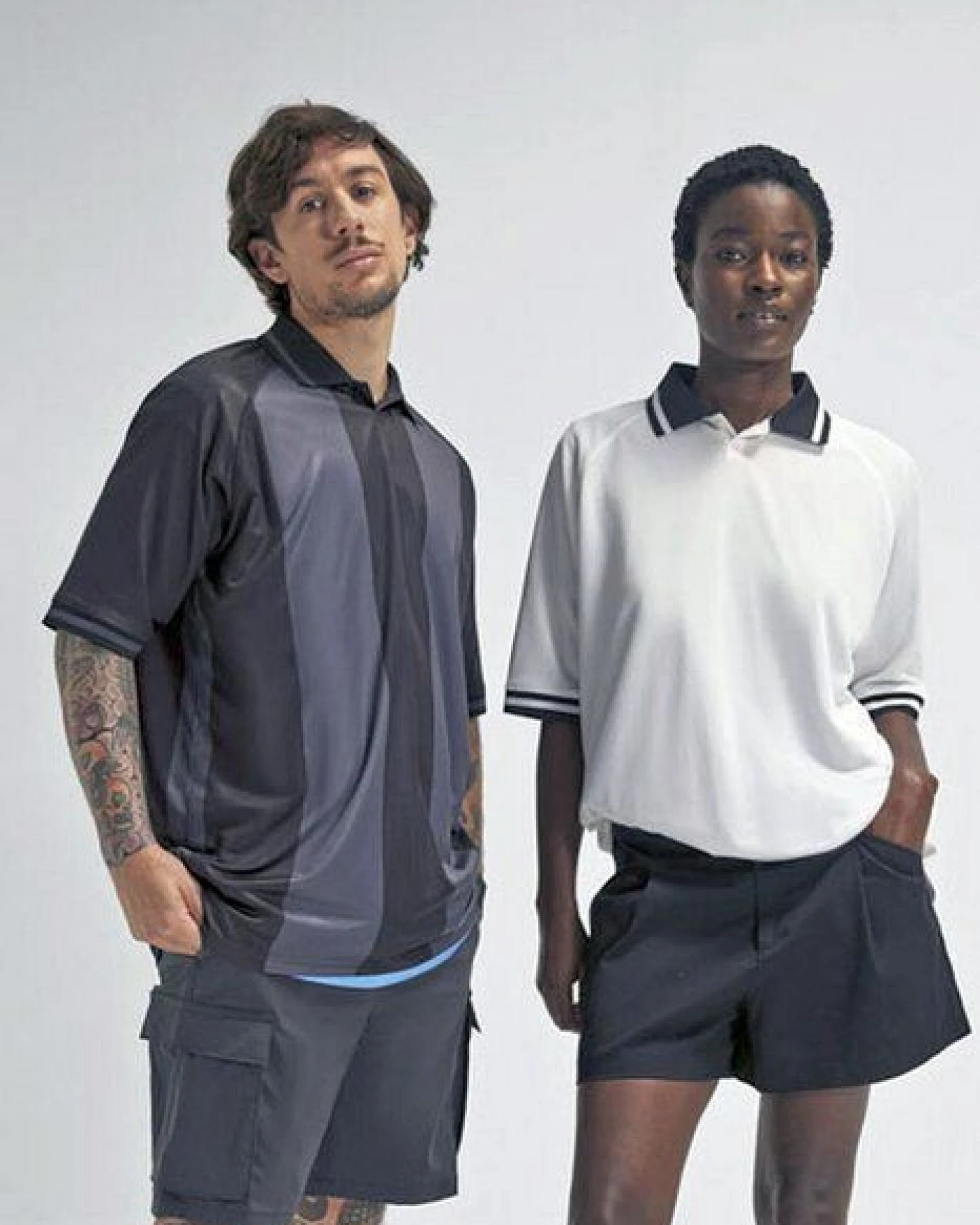 B&C Unisex Polo Shirt Sportshirt Atmungsaktiv zweifarbig modern – Ansicht 2