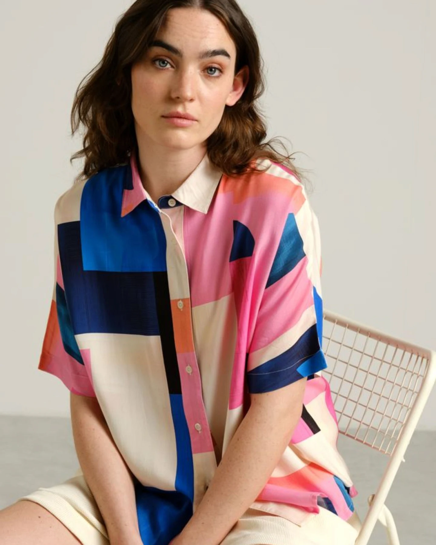 Bluse Alsvik Abstract Block Multi Color Rosa – Ansicht 6