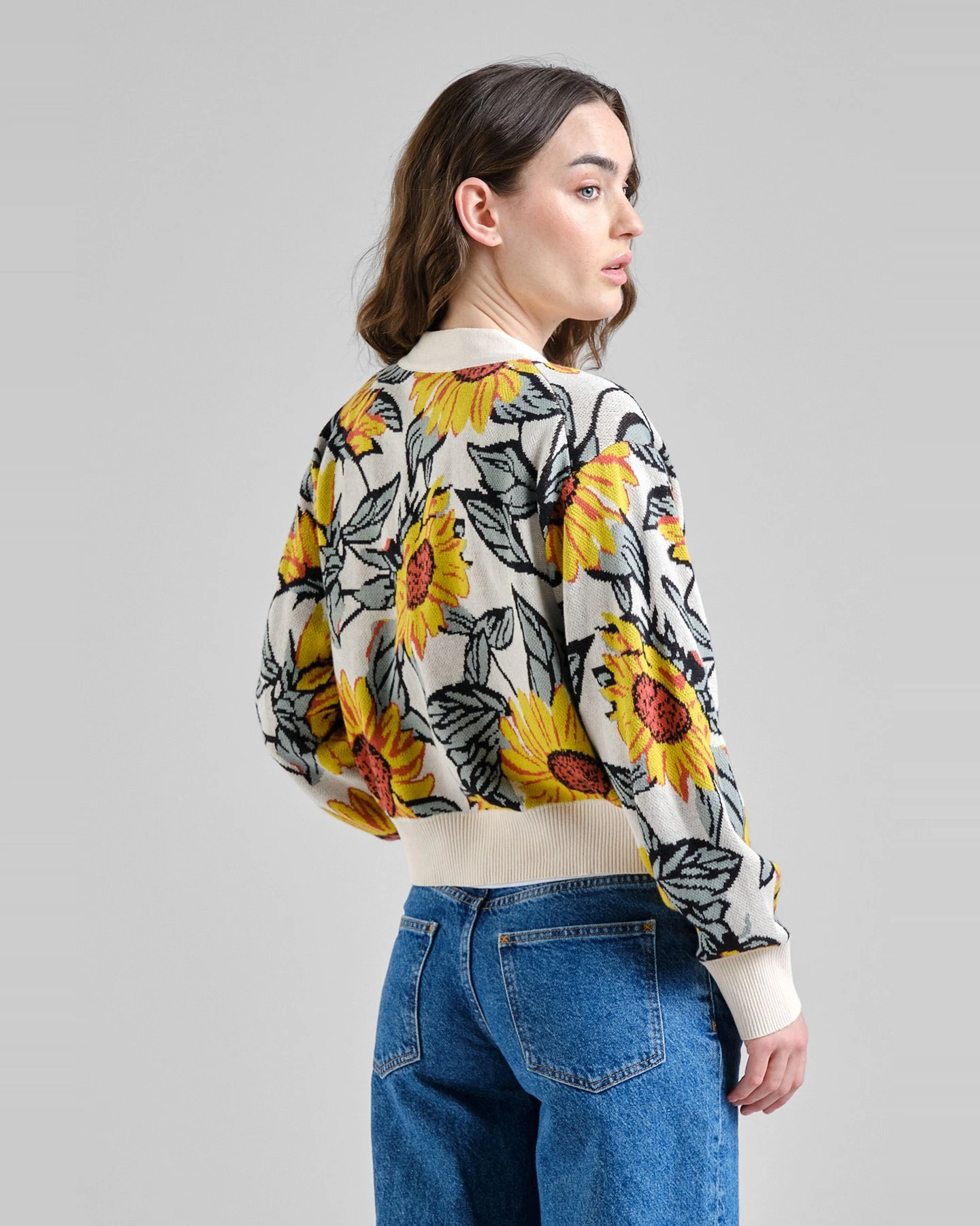 Cardigan Kanan Sunflower AOP Off White – Ansicht 2