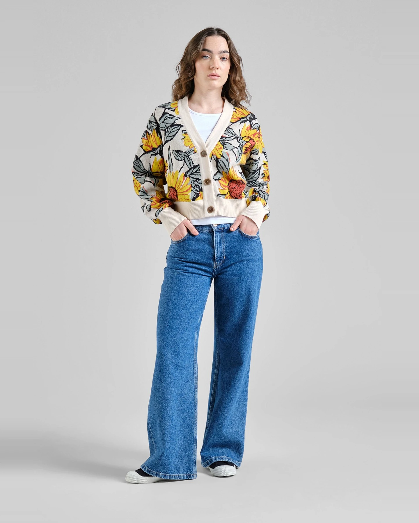 Cardigan Kanan Sunflower AOP Off White – Ansicht 4