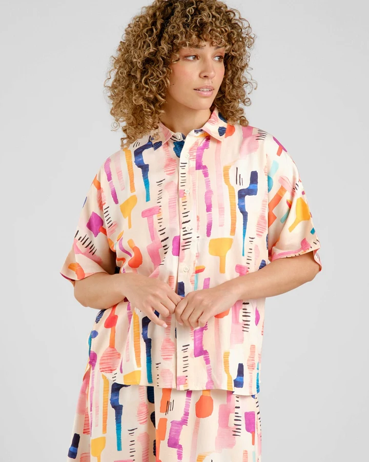 Bluse Alsvik Summer Abstract Pink