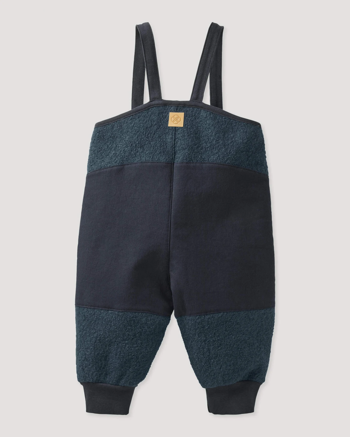 hessnatur Baby Wollwalk Latzhose aus Bio-Merinowolle mit Nature Shell - blau - Größe 74/80 – Ansicht 2