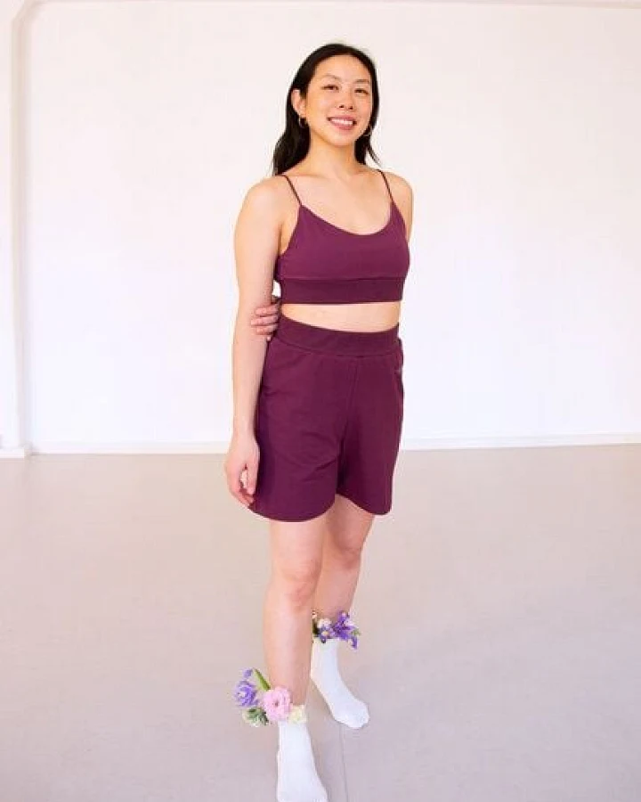 ÆVRIL Damen Yoga BH // Aubergine // Bio-Baumwolle