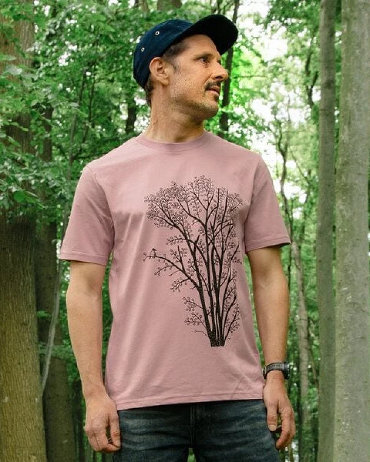 Cmig Herren T-Shirt Erle mit Elster / T-Shirt mit Baum