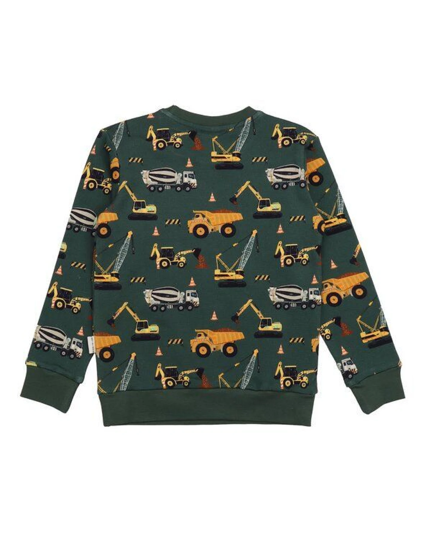 Sweatshirt Grün Baumaschinen-Allover Bio-Baumwolle GOTS – Walkiddy – Ansicht 3