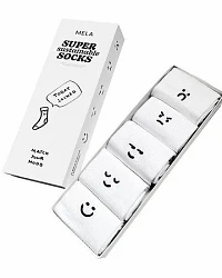Produktseite: MELA 5 Paar Ripp-Socken mit Stickerei „smiley moods“
