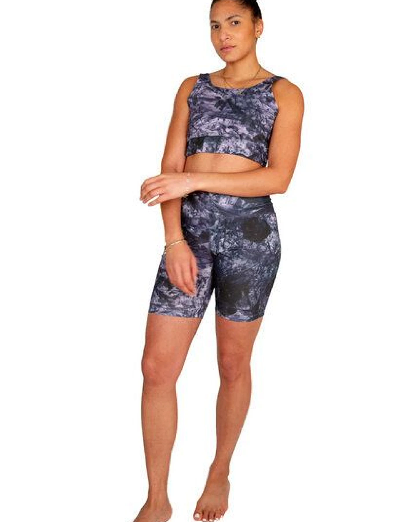ÆVRIL Damen Kurze Yoga Leggings // Tobiume Print // Bio-Baumwolle – Ansicht 2