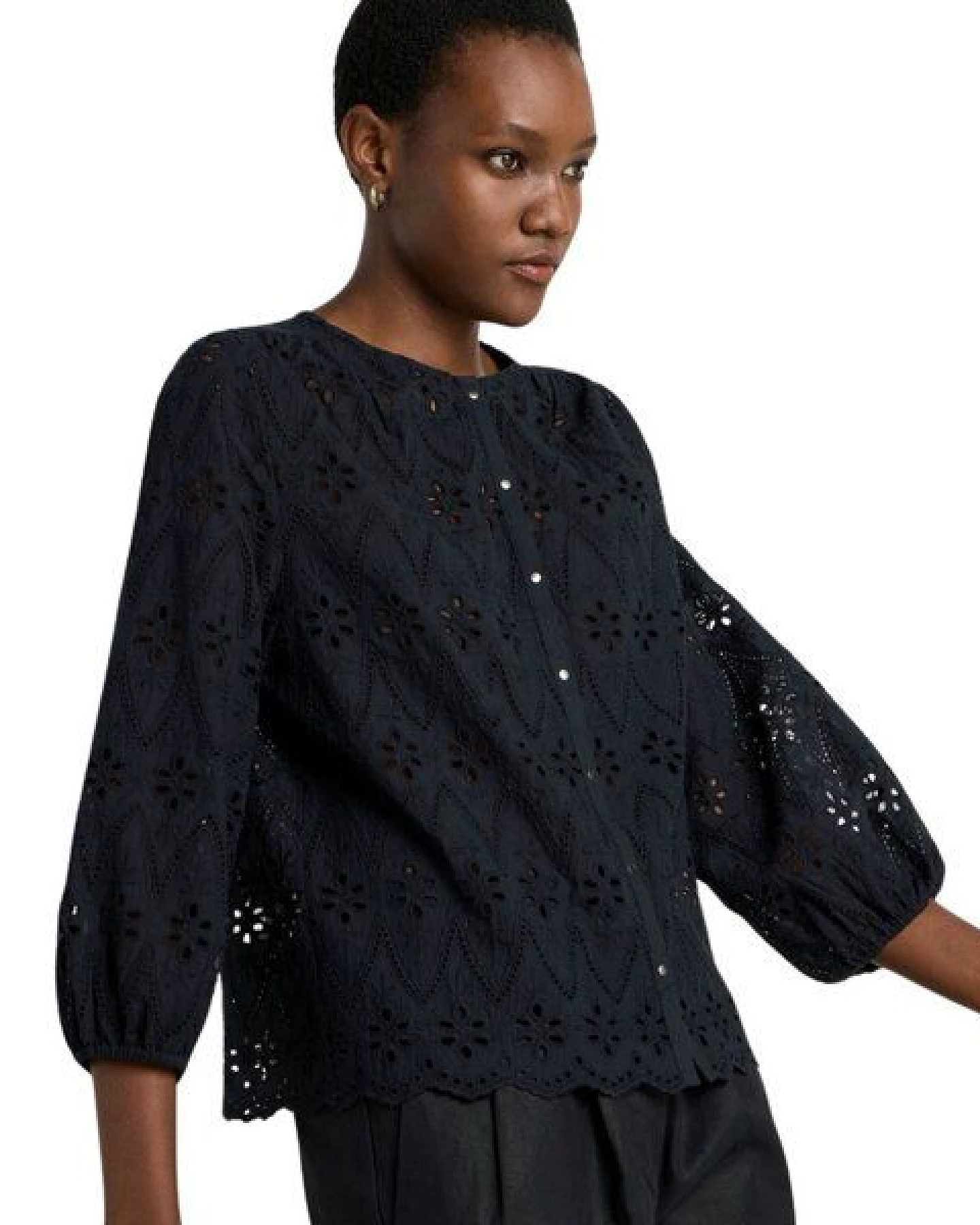 LANIUS Spitzen-Bluse aus Bio-Baumwolle – Ansicht 2
