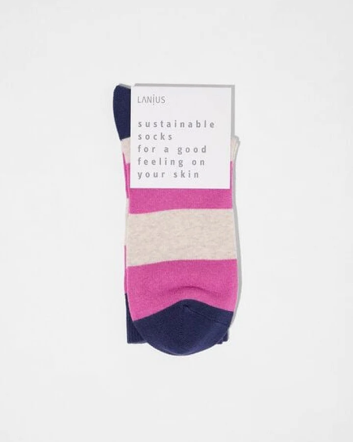 LANIUS Socken mit Blockstreifen (GOTS)