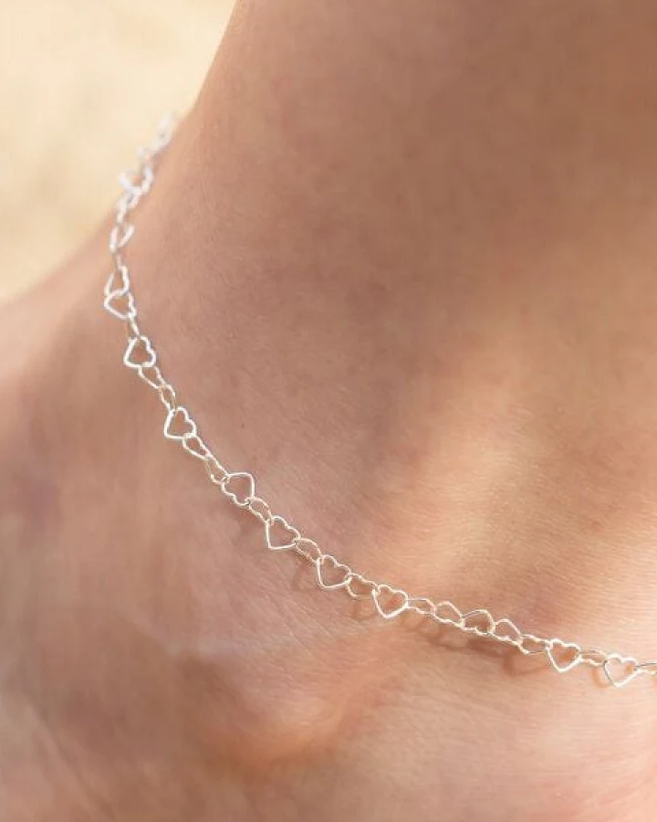 juni Herz Fußkettchen "Love" aus recyceltem 925er Silber - made in Germany