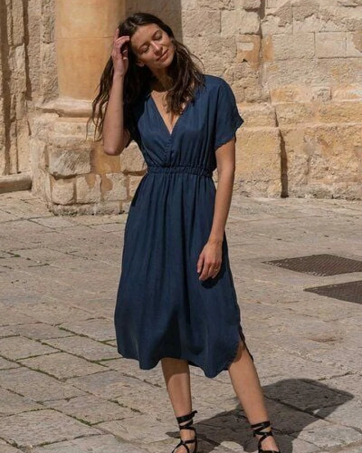 WiDDA berlin Kimonokleid JOAN in Rauchblau aus TENCEL®