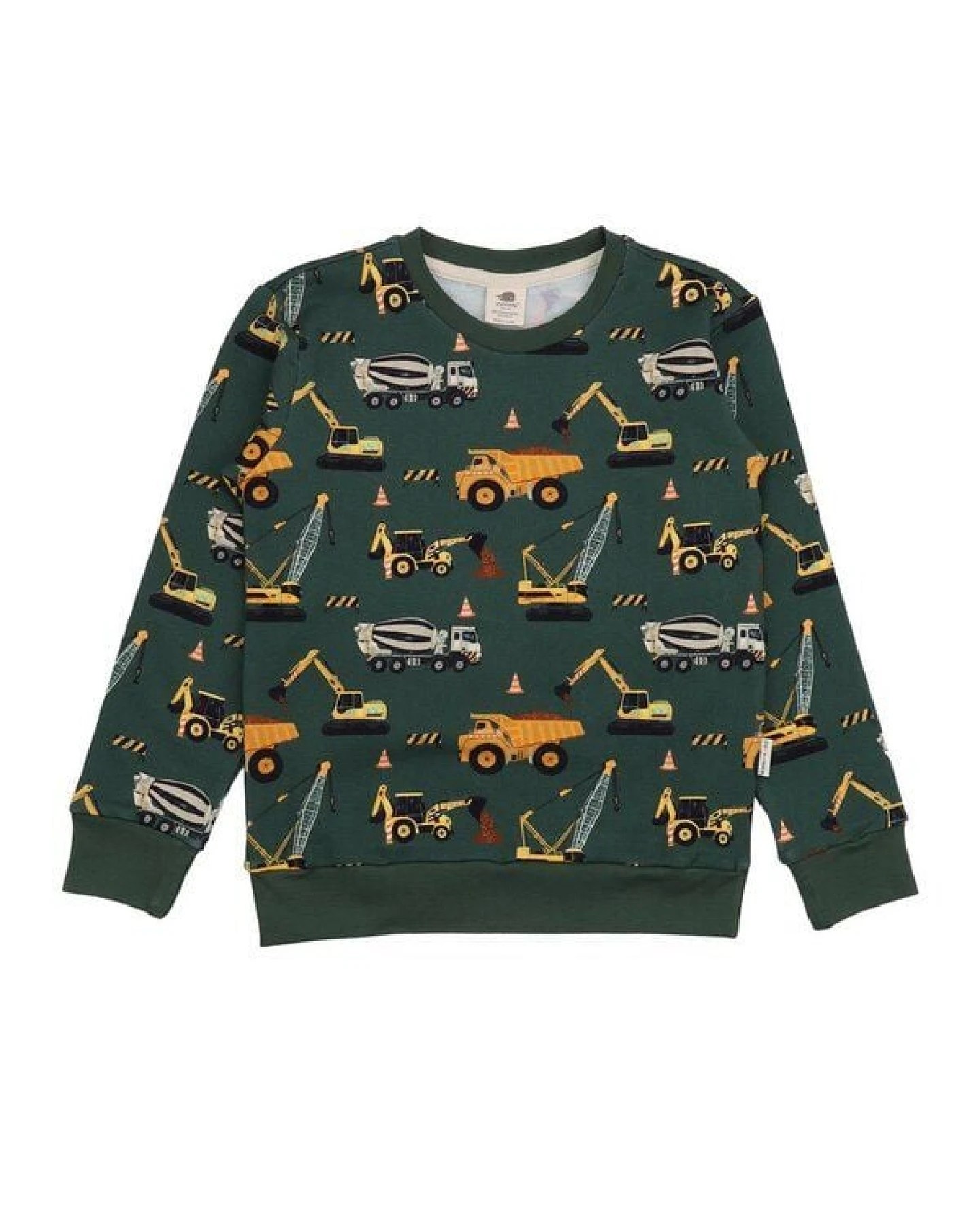 Sweatshirt Grün Baumaschinen-Allover Bio-Baumwolle GOTS – Walkiddy – Ansicht 2