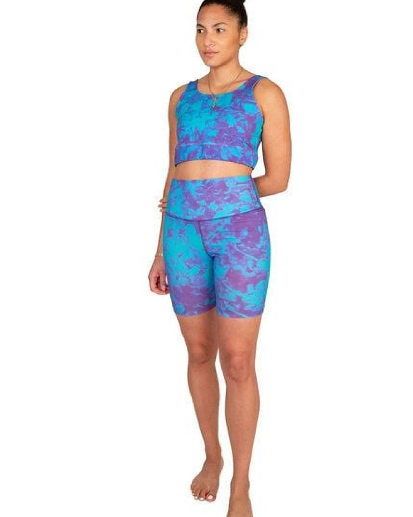 ÆVRIL Damen Kurze Yoga Leggings // Avril Print // Bio-Baumwolle – Ansicht 2