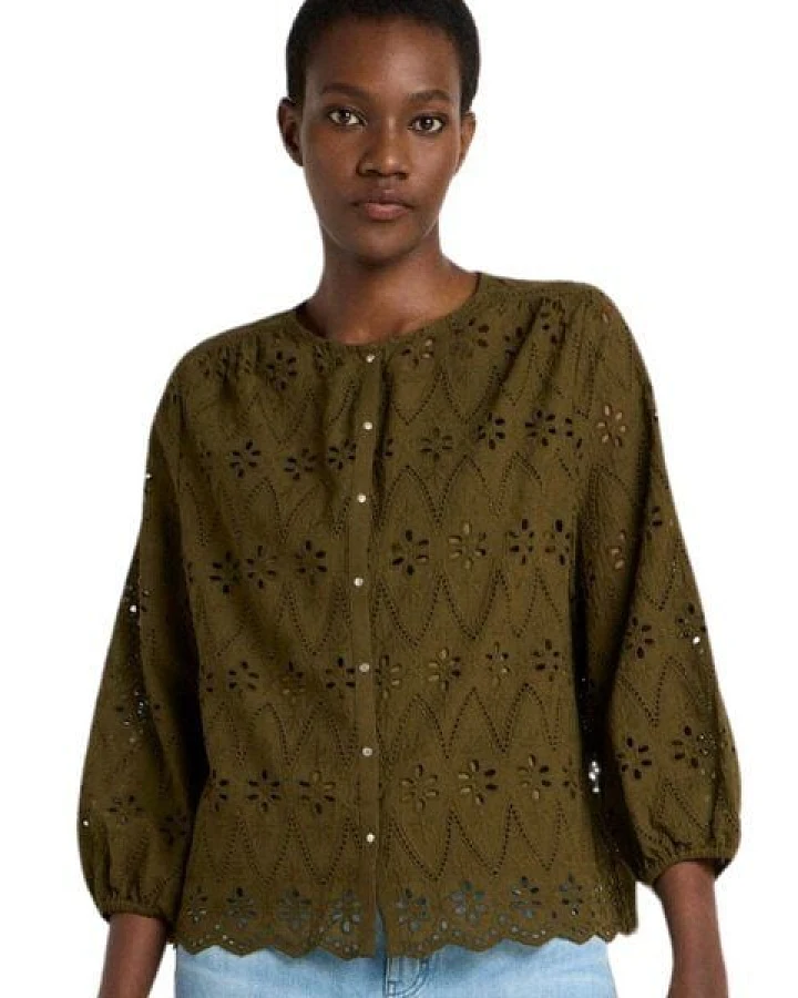 LANIUS Spitzen-Bluse aus Bio-Baumwolle