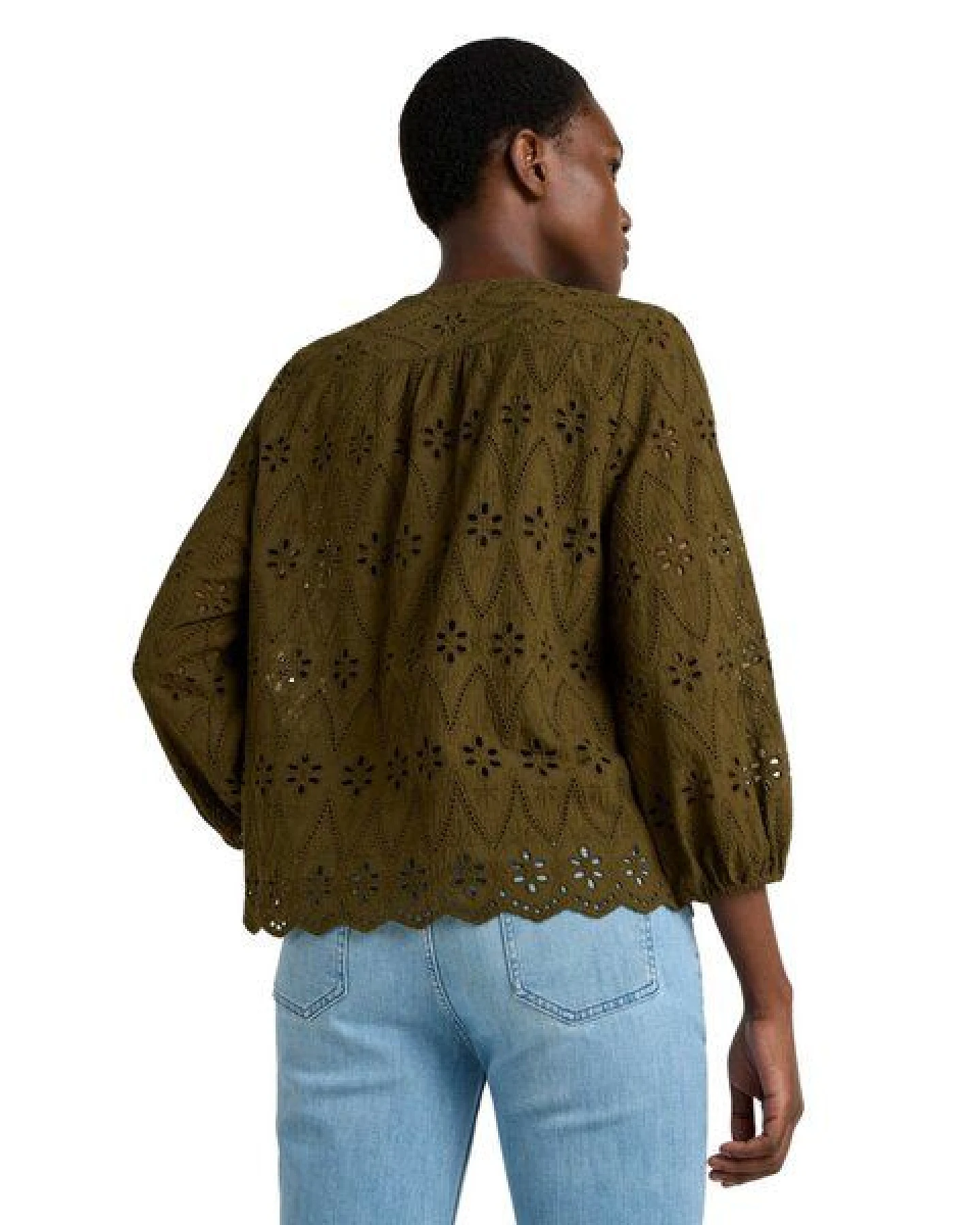 LANIUS Spitzen-Bluse aus Bio-Baumwolle – Ansicht 3