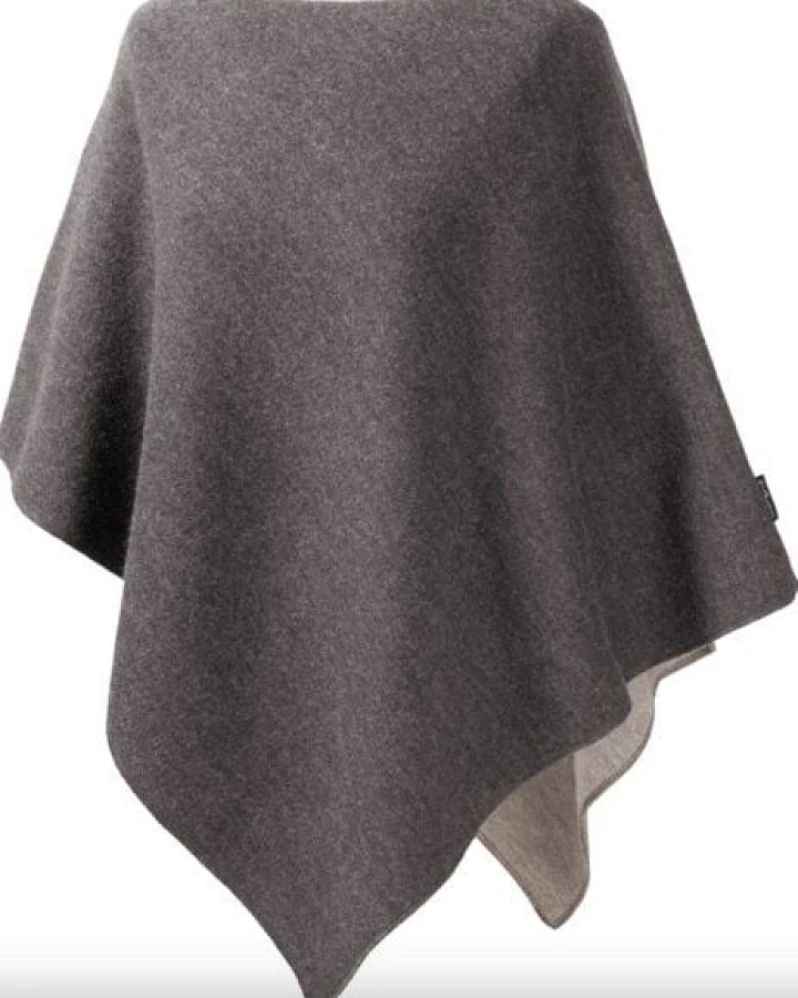 Mufflon Poncho für Frauen (zweifarbig) - S15 granit mit S12 stone