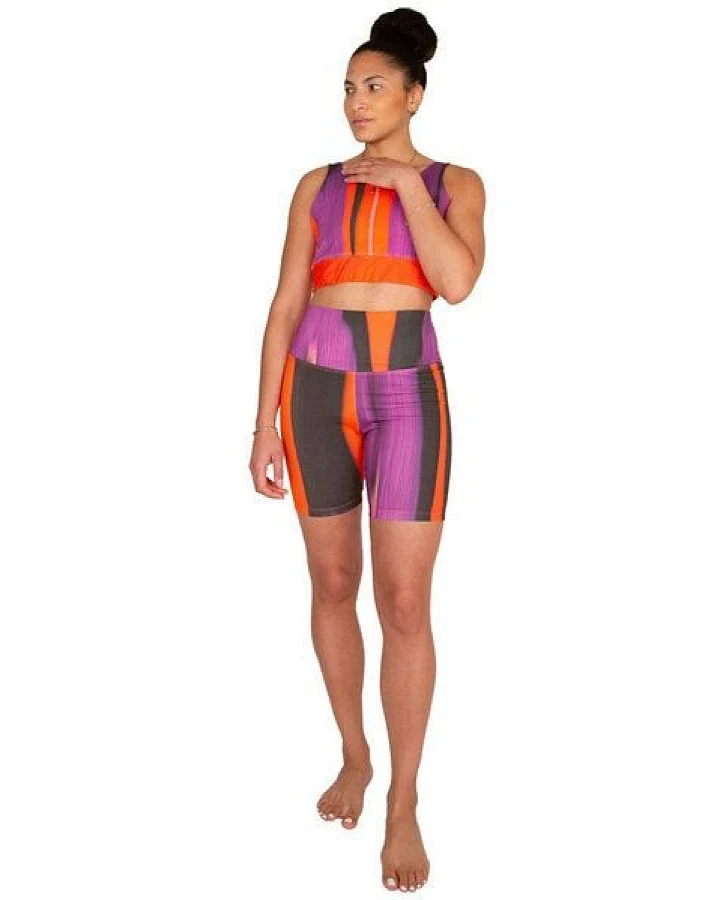 ÆVRIL Damen Kurze Yoga Leggings // Floripa Print // Bio-Baumwolle