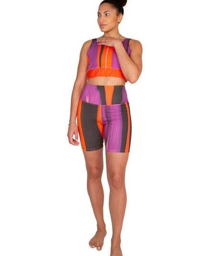 ÆVRIL Damen Kurze Yoga Leggings // Floripa Print // Bio-Baumwolle