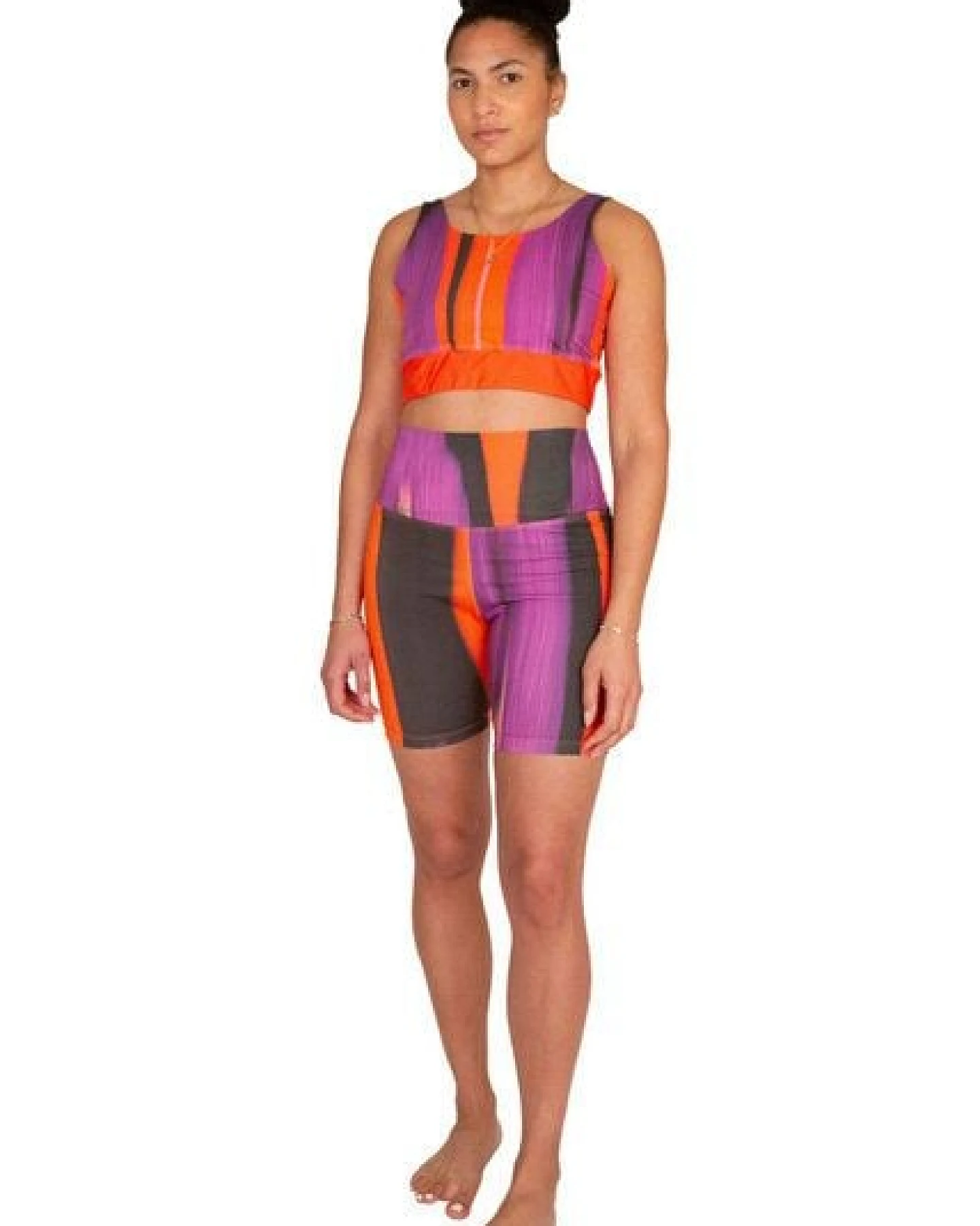 ÆVRIL Damen Kurze Yoga Leggings // Floripa Print // Bio-Baumwolle – Ansicht 2
